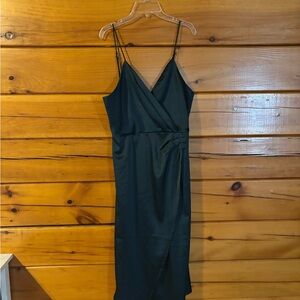 Lulu's teal Wrap Midi Dress